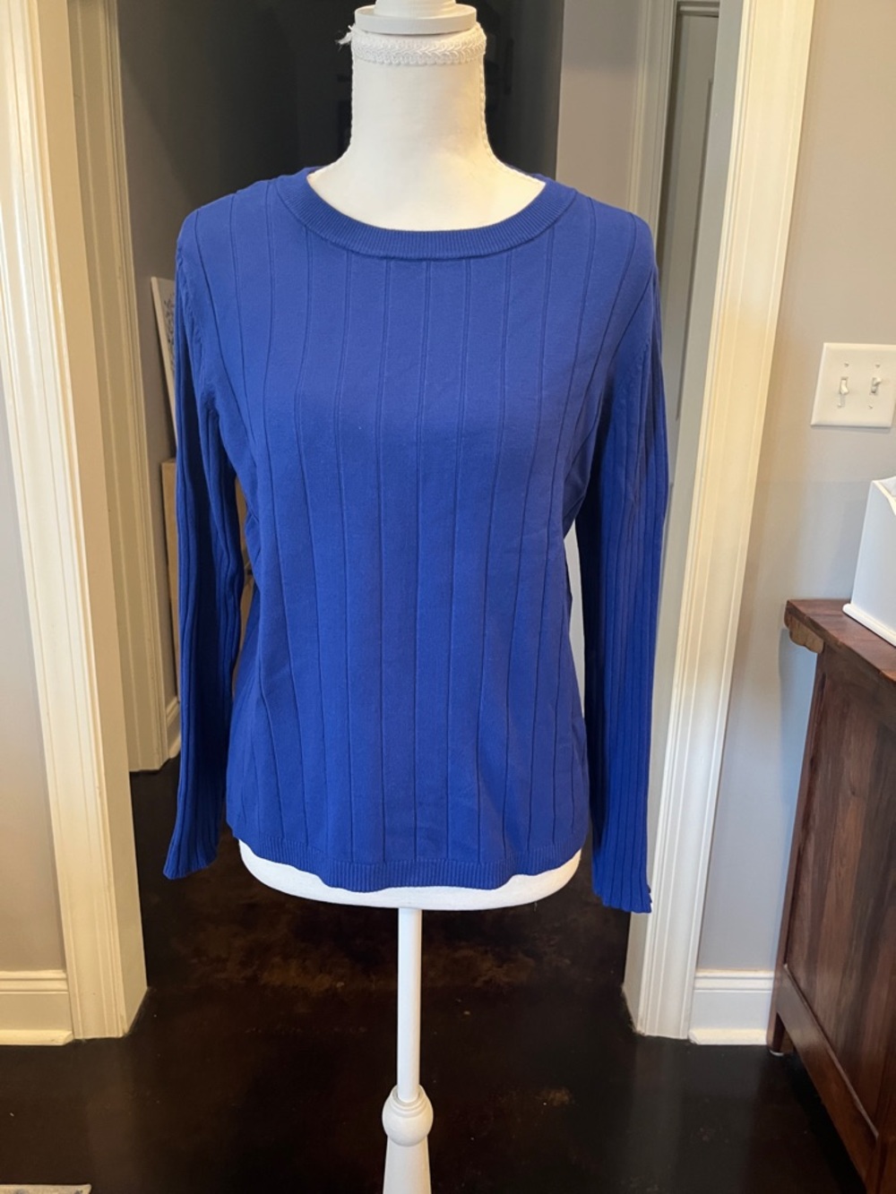 Classic Ribbed Long-Sleeve Sweater - Blue
